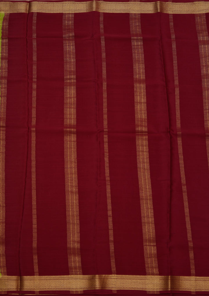 Parrot Green Zariwork Pure Crepe Silk_Saree_koskii