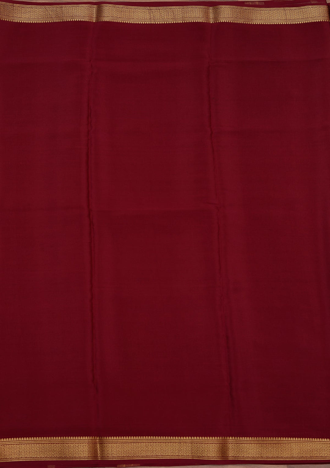Wine Zariwork Pure Crepe Silk Saree_koskii