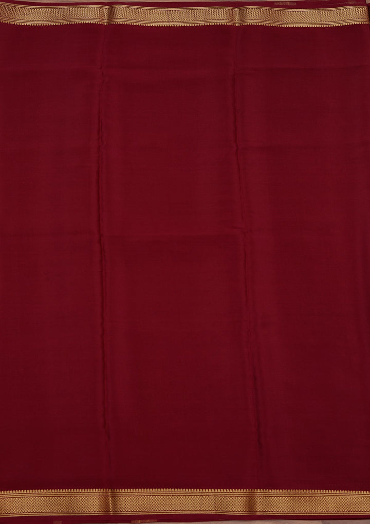 Wine Zariwork Pure Crepe Silk Saree_koskii