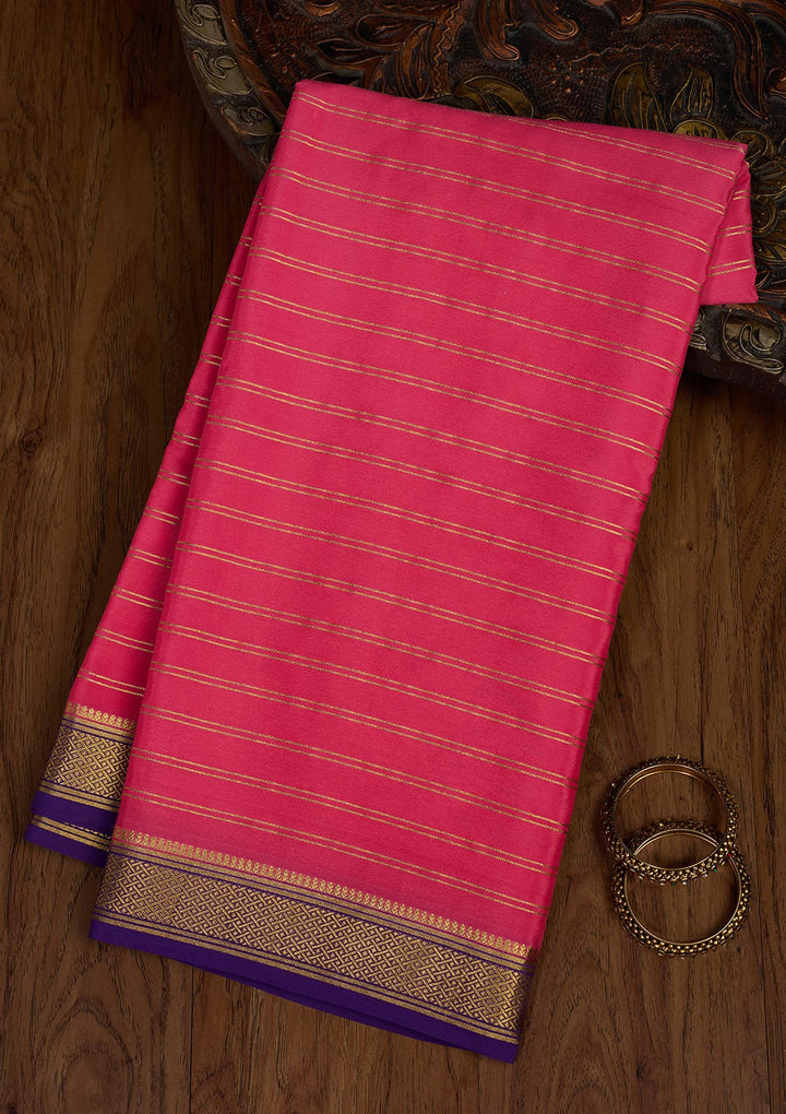 Peach Zariwork Pure Crepe Silk Saree-Koskii