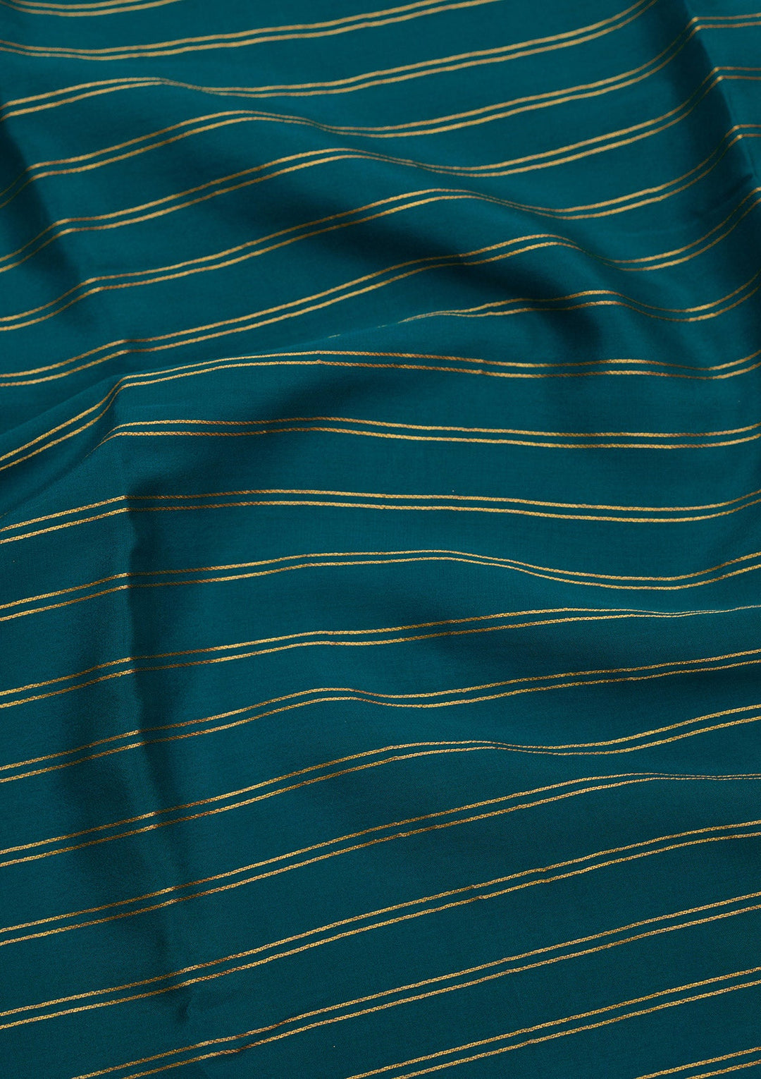 Peacock Green Zariwork Pure Crepe Silk Saree-Koskii