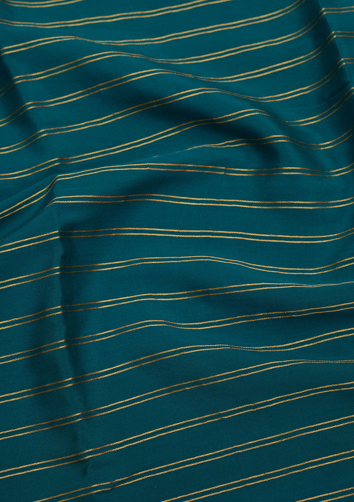 Peacock Green Zariwork Pure Crepe Silk Saree-Koskii
