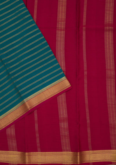 Peacock Green Zariwork Pure Crepe Silk Saree-Koskii