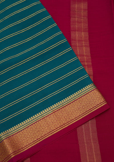 Peacock Green Zariwork Pure Crepe Silk Saree-Koskii