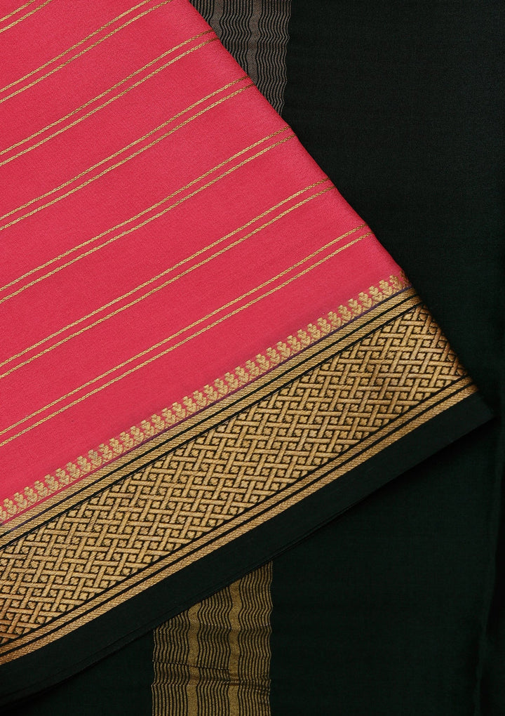Pink Zariwork Pure Crepe Silk Saree_koskii