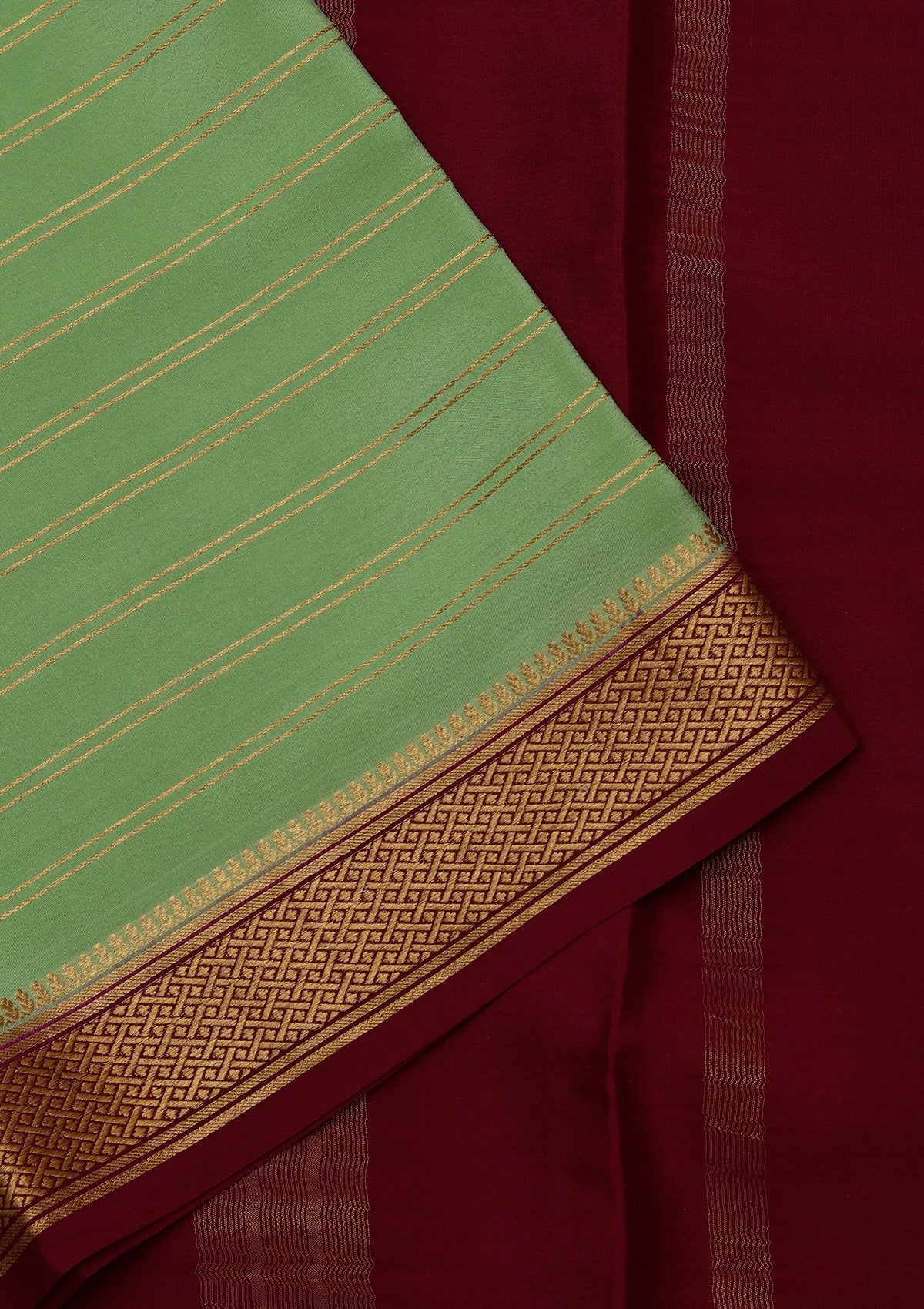 Pista Green Zariwork Pure Crepe Silk_Saree-koskii