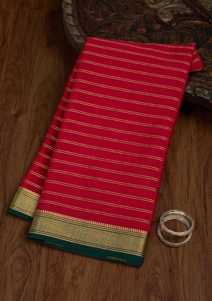 Red Zariwork Pure Crepe Silk Saree-Koskii