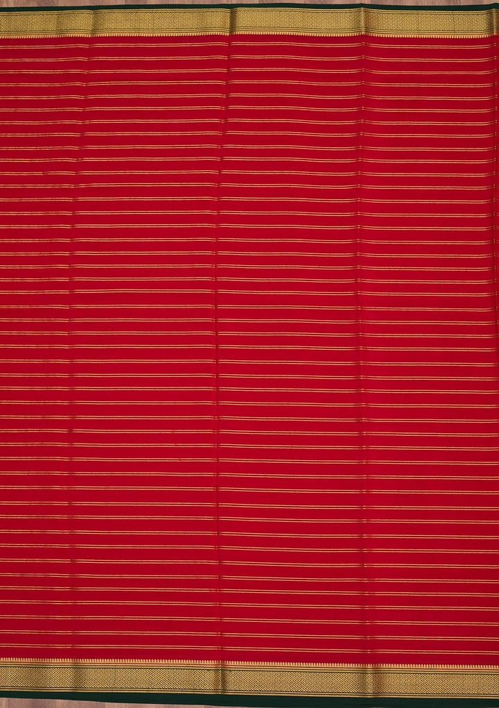 Red Zariwork Pure Crepe Silk Saree-Koskii