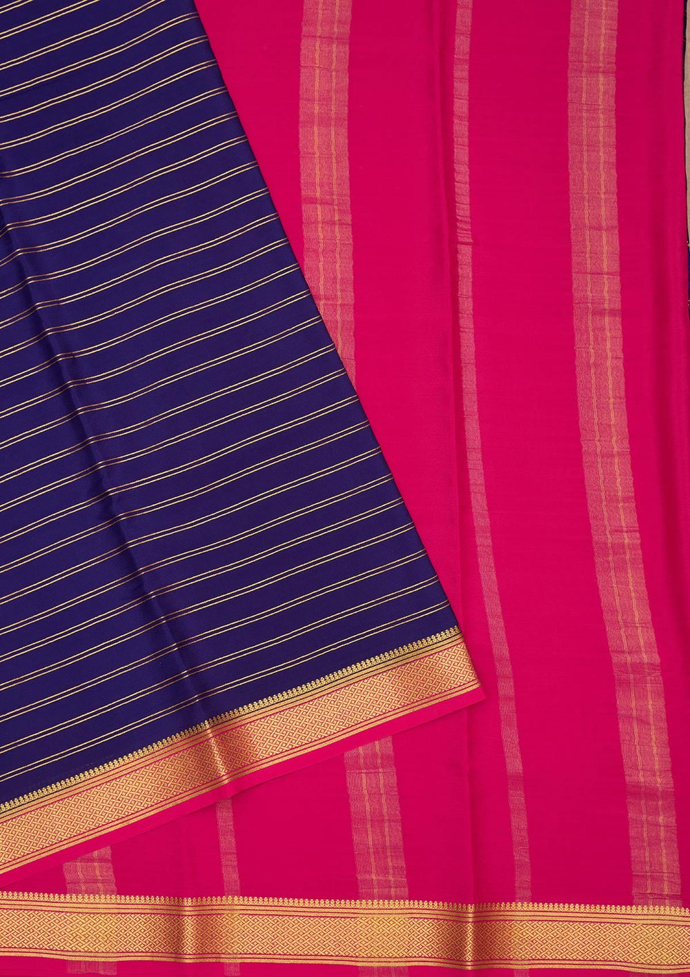Royal Blue Zariwork Pure Crepe Silk Saree-Koskii