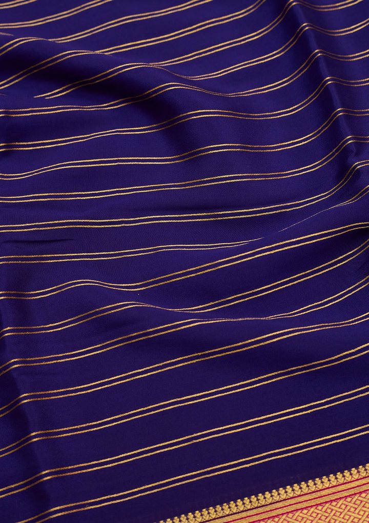 Royal Blue Zariwork Pure Crepe Silk Saree-Koskii