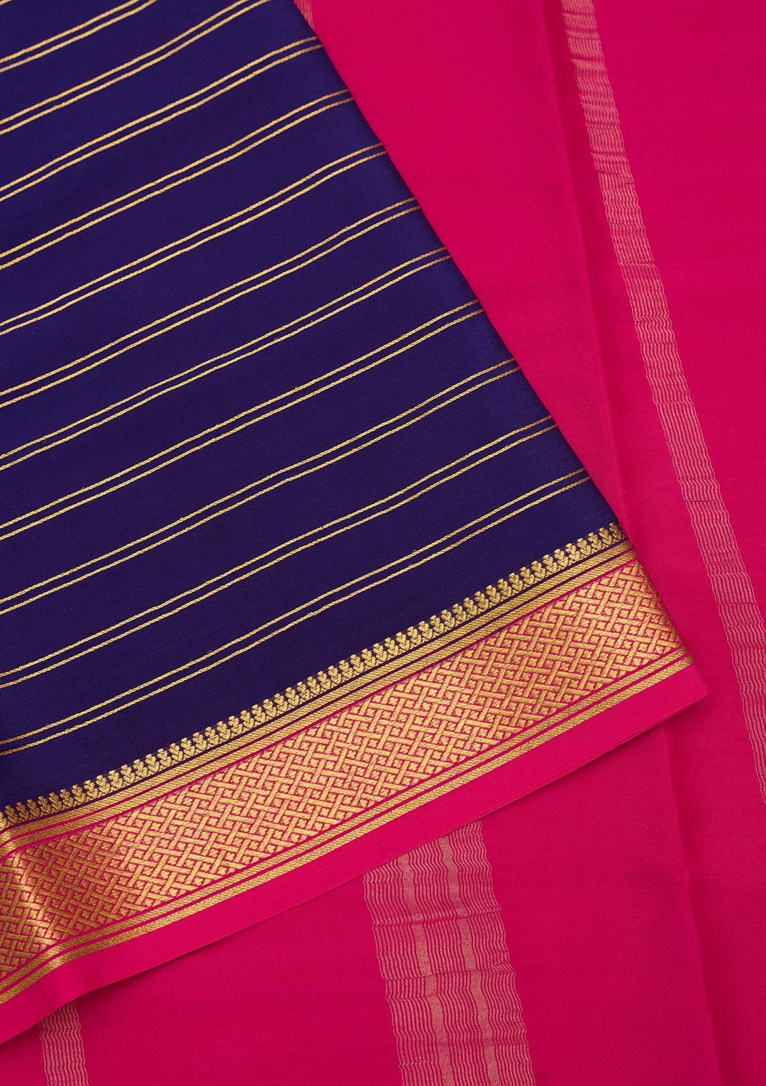 Royal Blue Zariwork Pure Crepe Silk Saree-Koskii