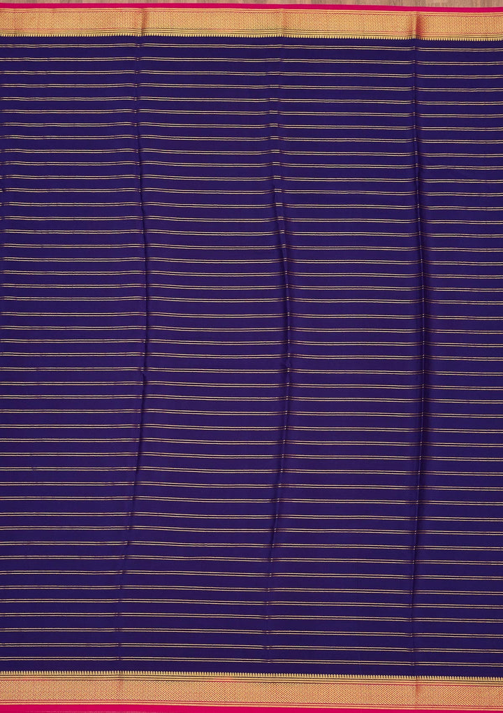 Royal Blue Zariwork Pure Crepe Silk Saree-Koskii