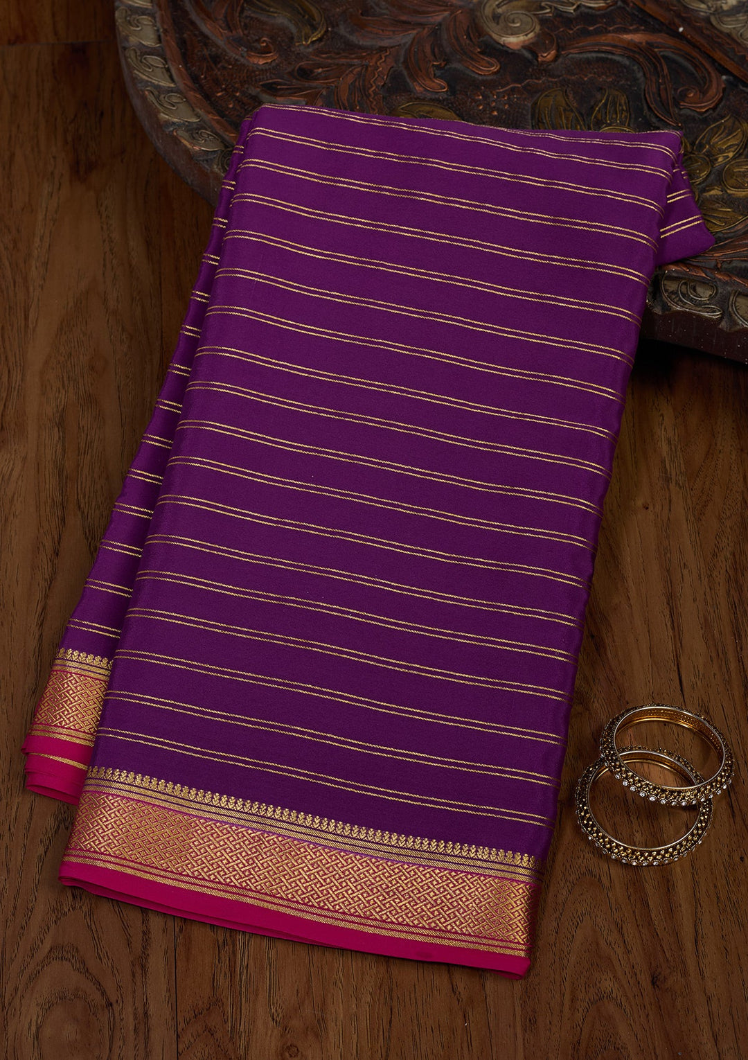 Wine Zariwork Pure Crepe Silk Saree-Koskii