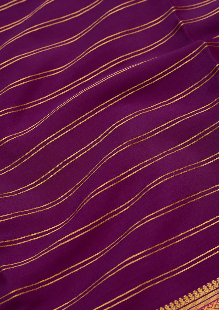 Wine Zariwork Pure Crepe Silk Saree-Koskii
