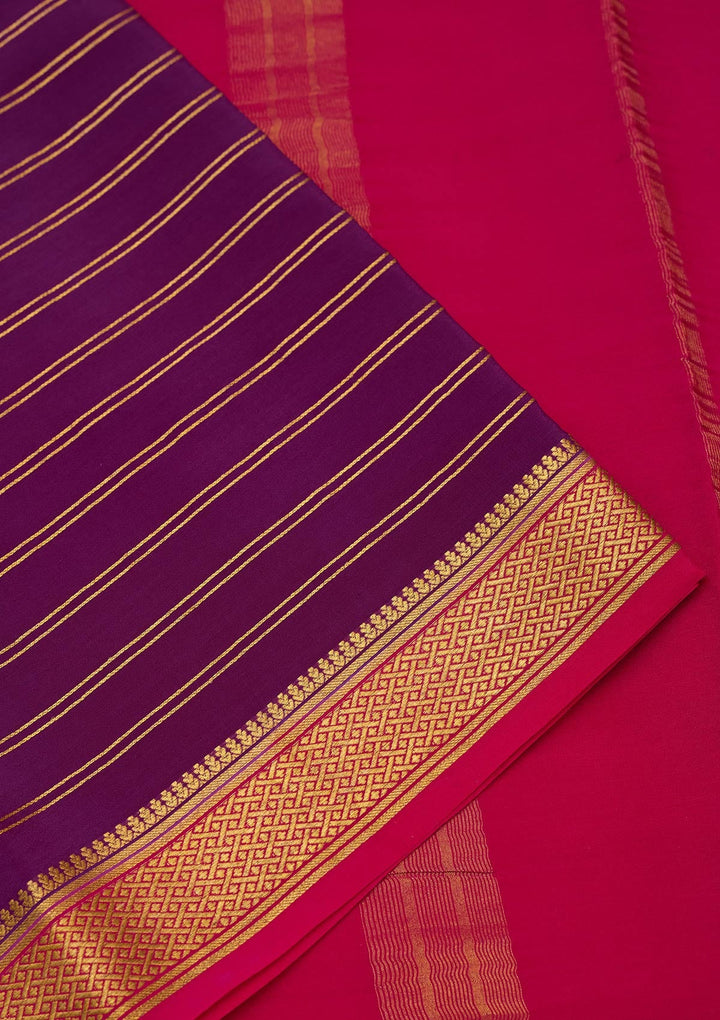 Wine Zariwork Pure Crepe Silk Saree-Koskii
