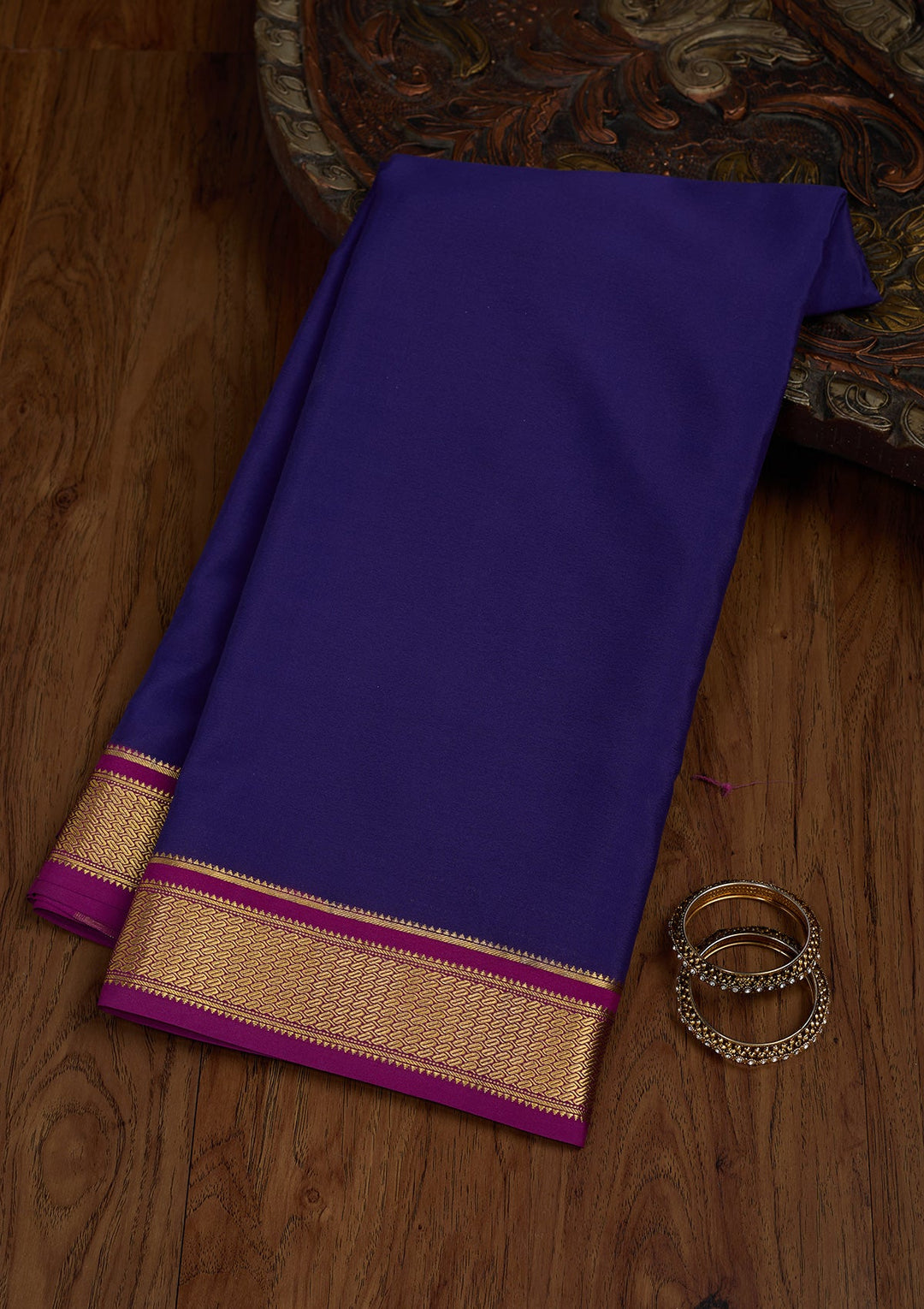 Blue Zariwork Pure Crepe Silk Saree-Koskii