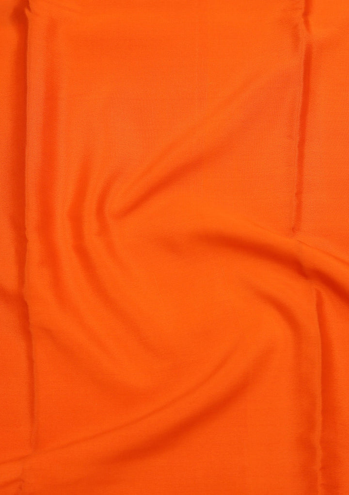 Orange Zariwork Pure Crepe Silk Saree_koskii