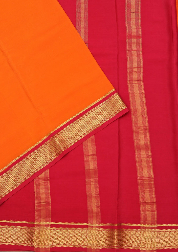 Orange Zariwork Pure Crepe Silk Saree_koskii