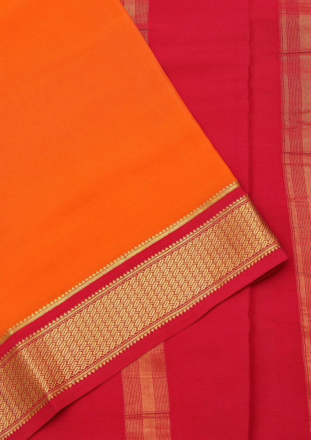 Orange Zariwork Pure Crepe Silk Saree_koskii