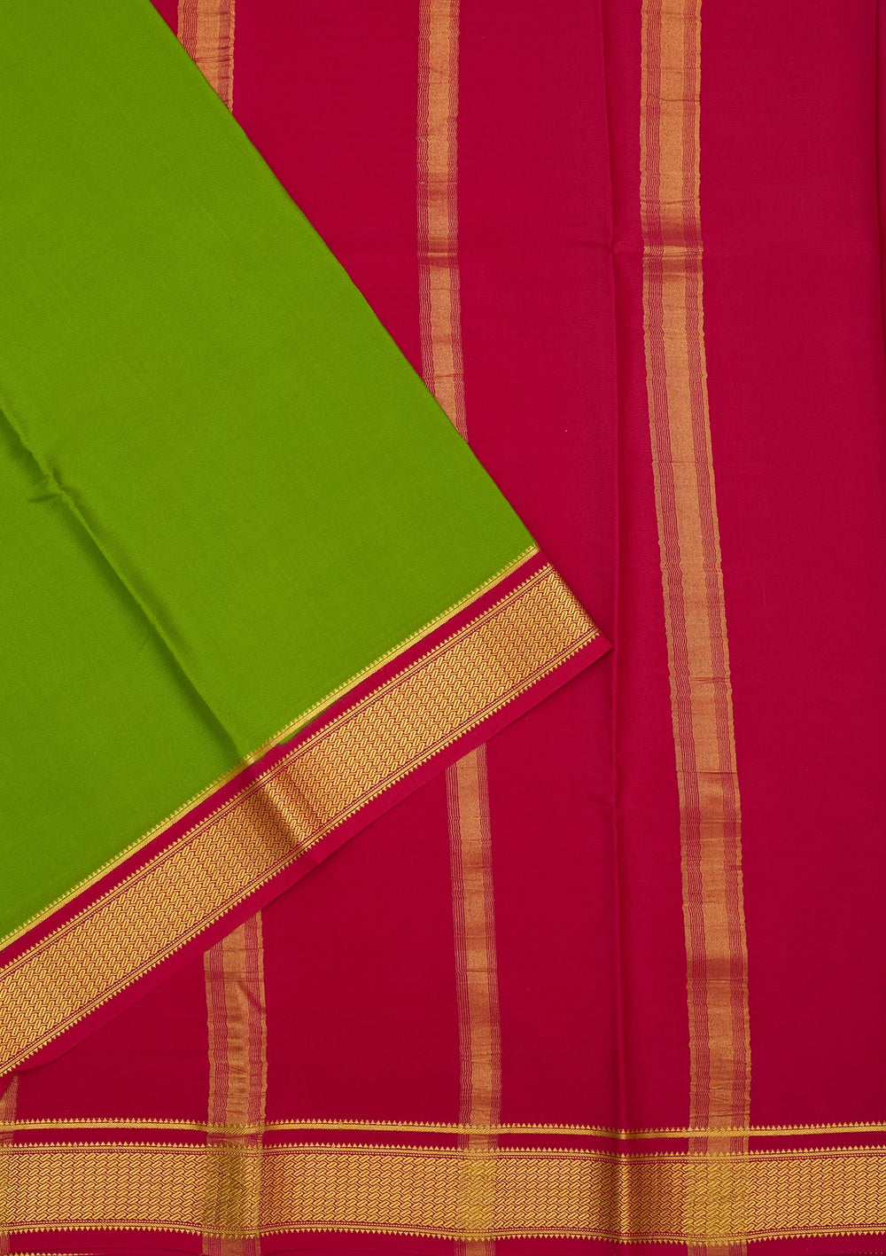 Parrot Green Zariwork Pure Crepe Silk Saree-Koskii