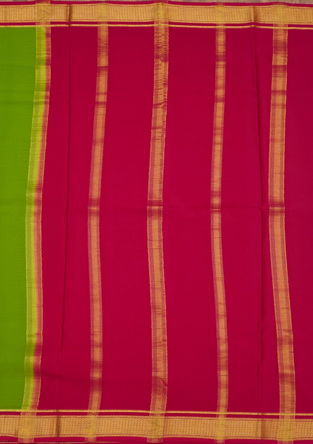 Parrot Green Zariwork Pure Crepe Silk Saree-Koskii