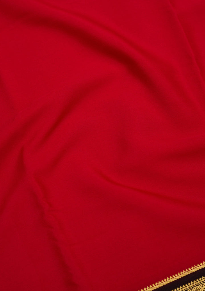 Red Zariwork Pure Crepe Silk Saree-Koskii