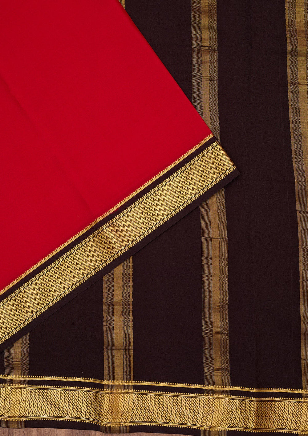 Red Zariwork Pure Crepe Silk Saree-Koskii