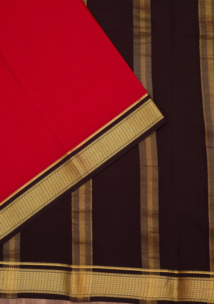 Red Zariwork Pure Crepe Silk Saree-Koskii