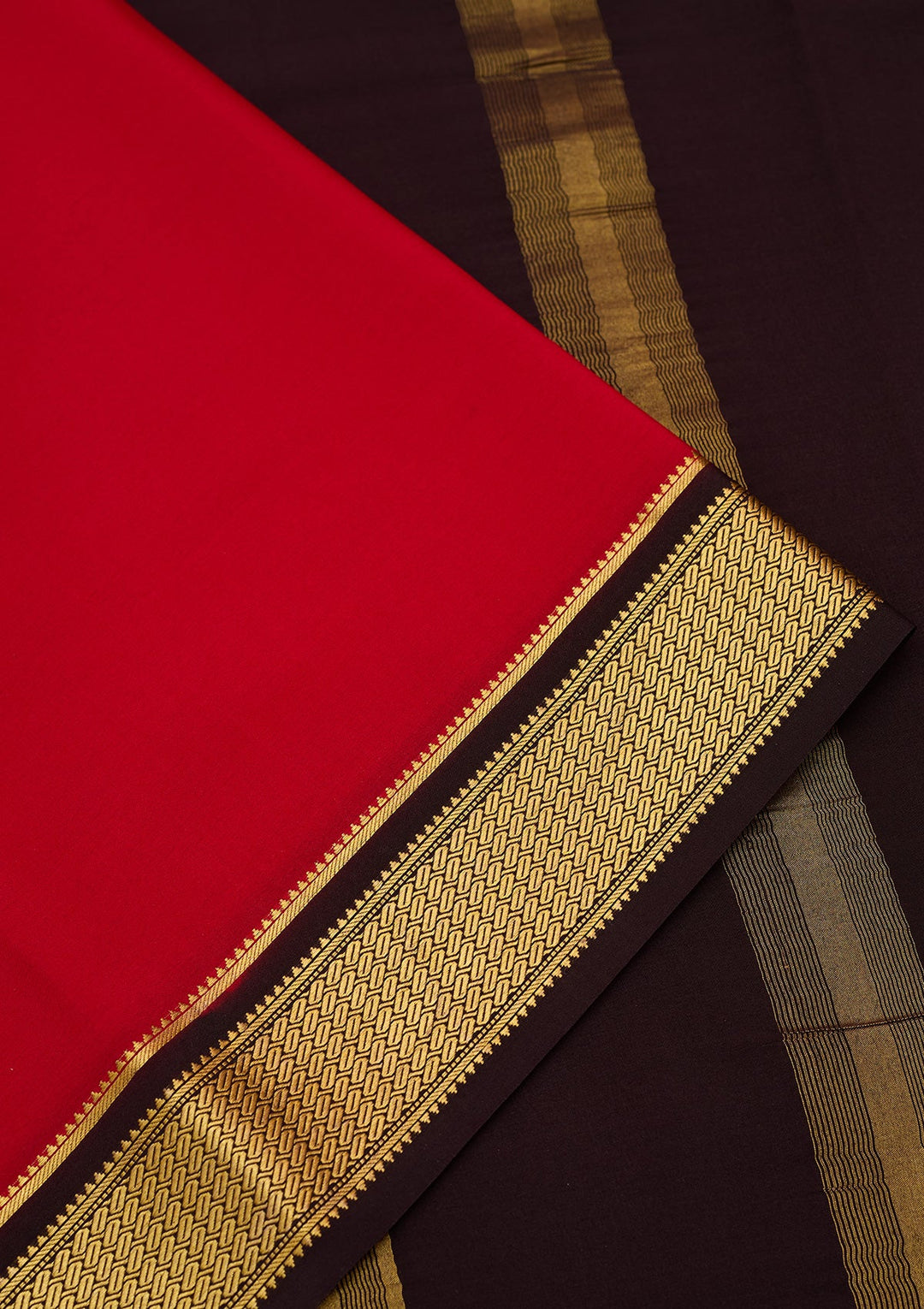 Red Zariwork Pure Crepe Silk Saree-Koskii