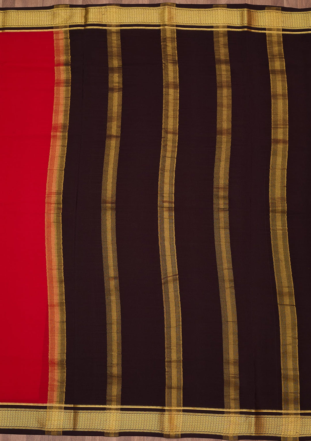 Red Zariwork Pure Crepe Silk Saree-Koskii