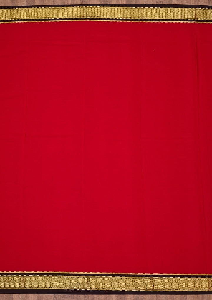 Red Zariwork Pure Crepe Silk Saree-Koskii