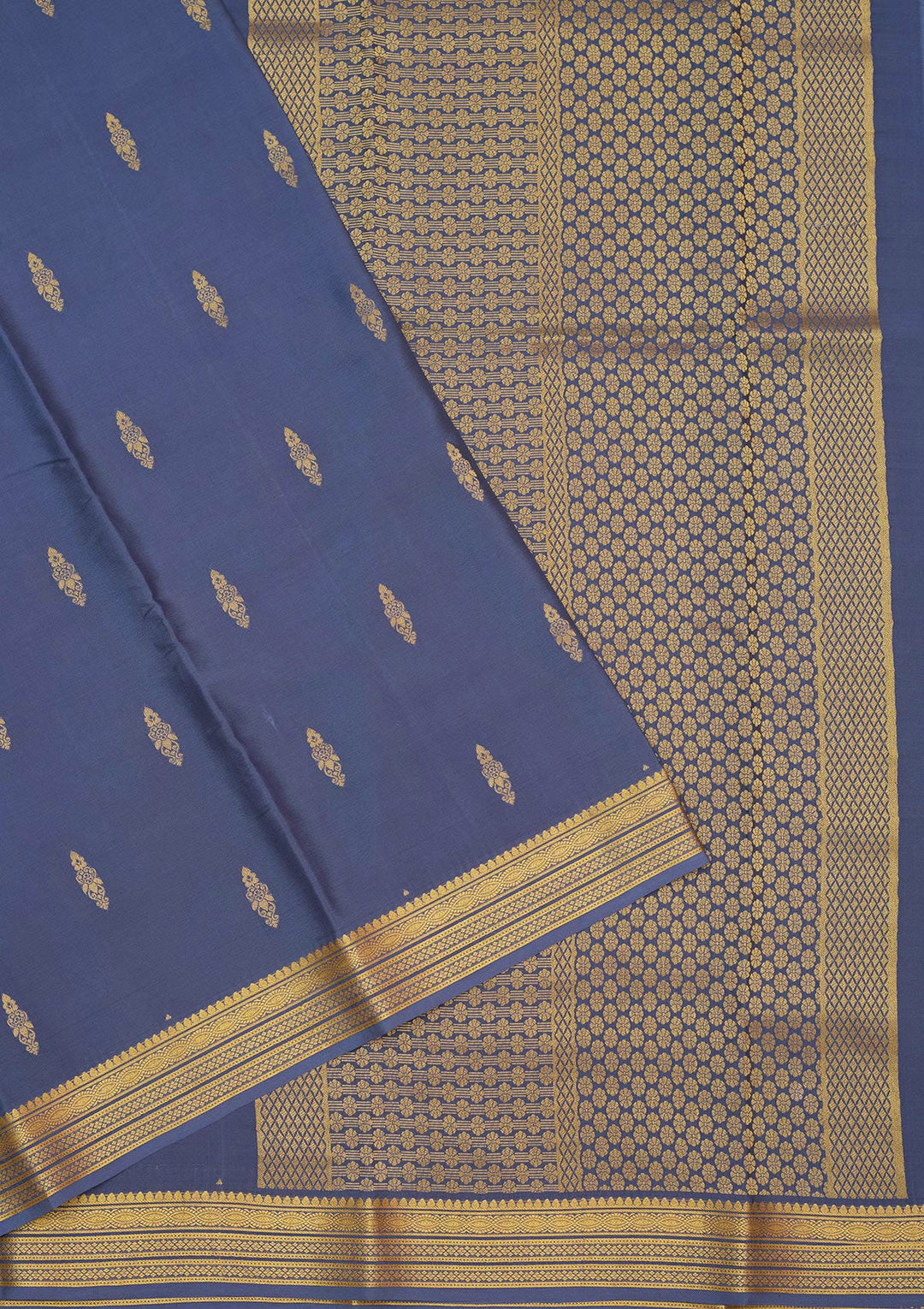 Blue Zariwork Pure Crepe Silk Saree-Koskii