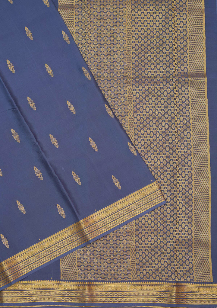 Blue Zariwork Pure Crepe Silk Saree-Koskii