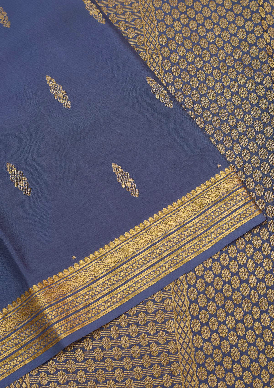 Blue Zariwork Pure Crepe Silk Saree-Koskii
