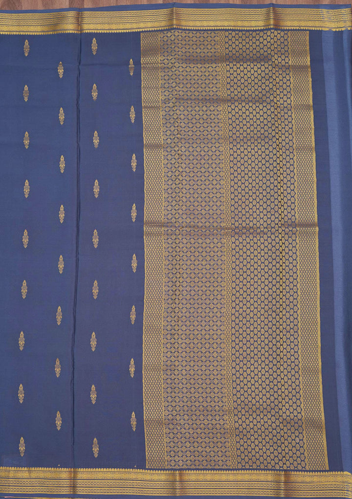 Blue Zariwork Pure Crepe Silk Saree-Koskii