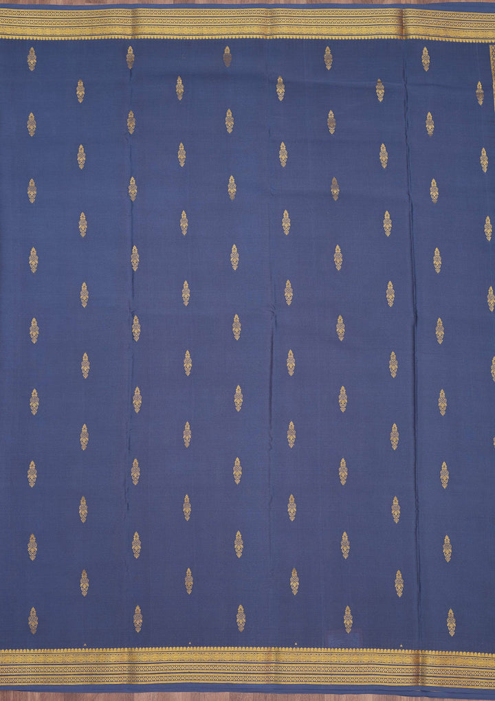 Blue Zariwork Pure Crepe Silk Saree-Koskii