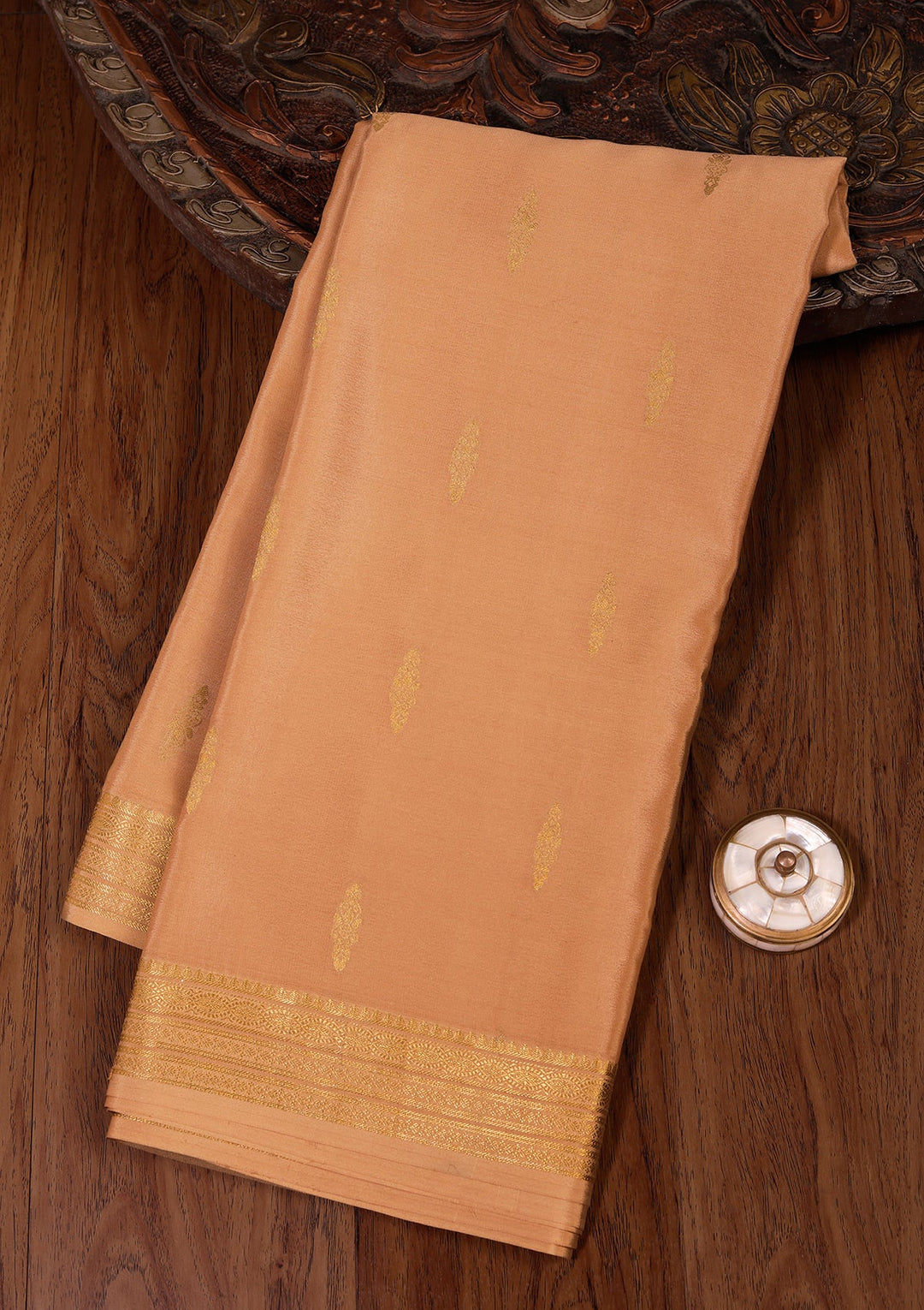 Gold Zariwork Pure Crepe Silk Saree-koskii
