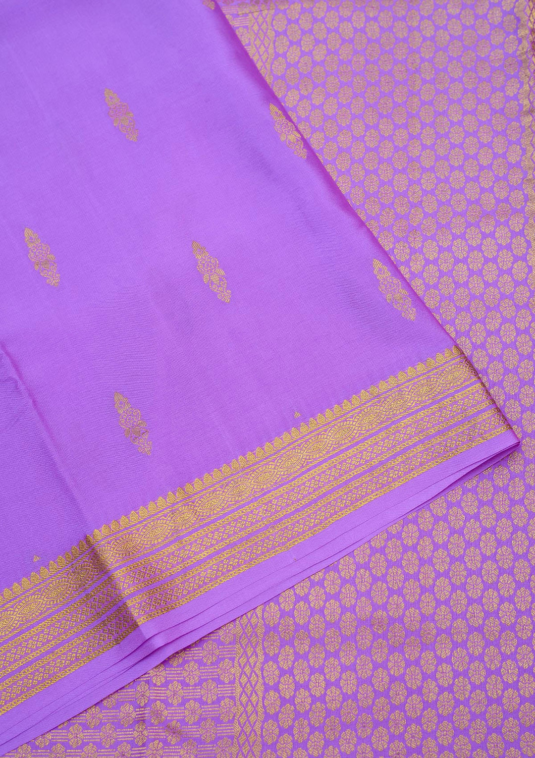 Lavender Zariwork Pure Crepe Silk Saree-Koskii