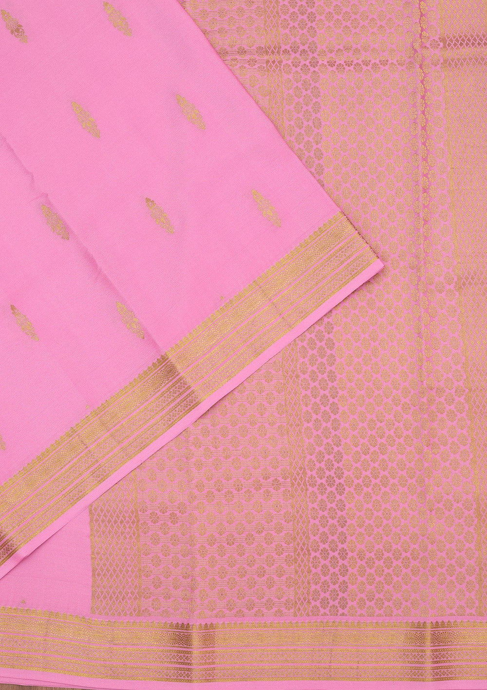 Onion Pink Zariwork Pure Crepe Silk Saree-Koskii