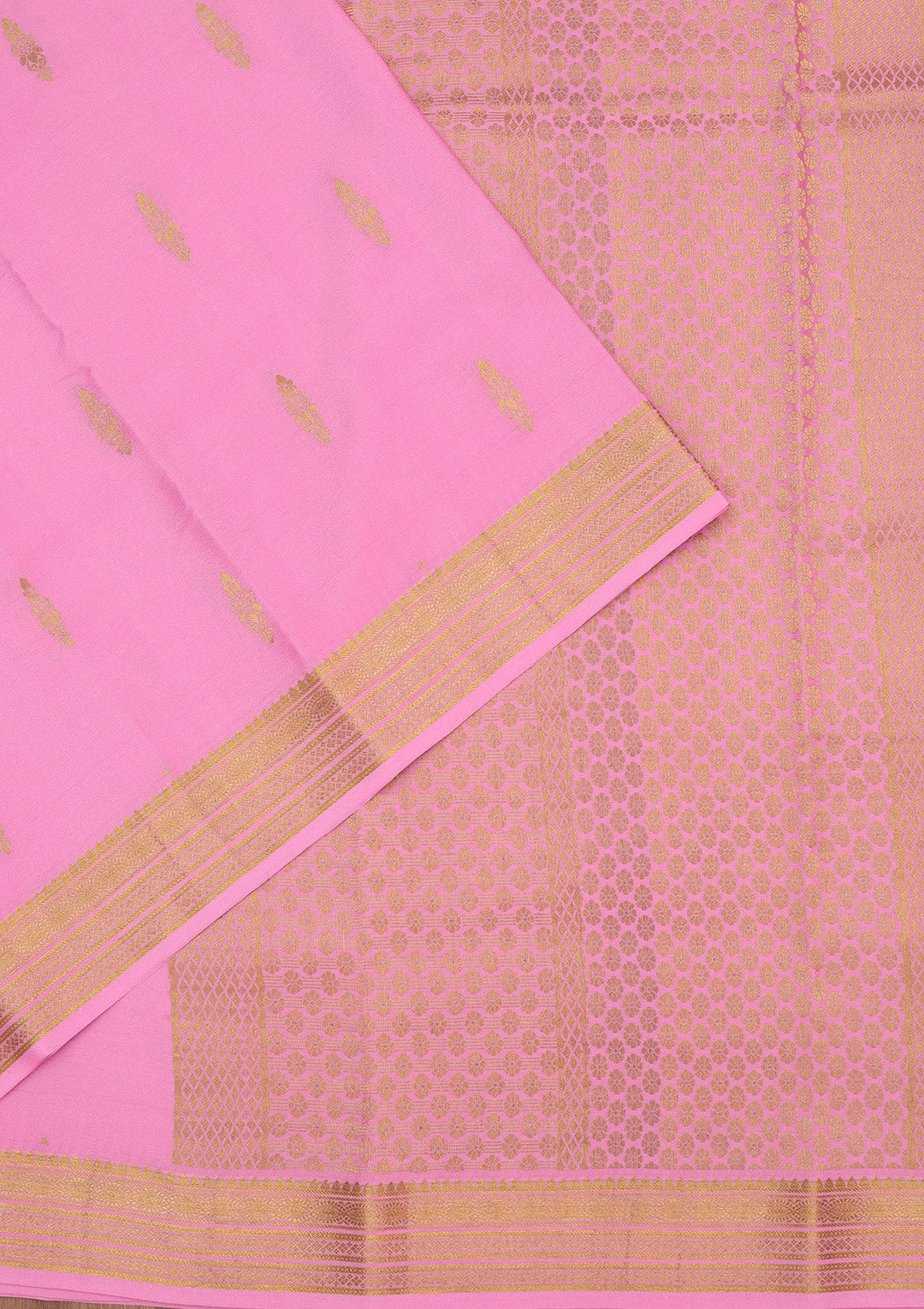 Onion Pink Zariwork Pure Crepe Silk Saree-Koskii