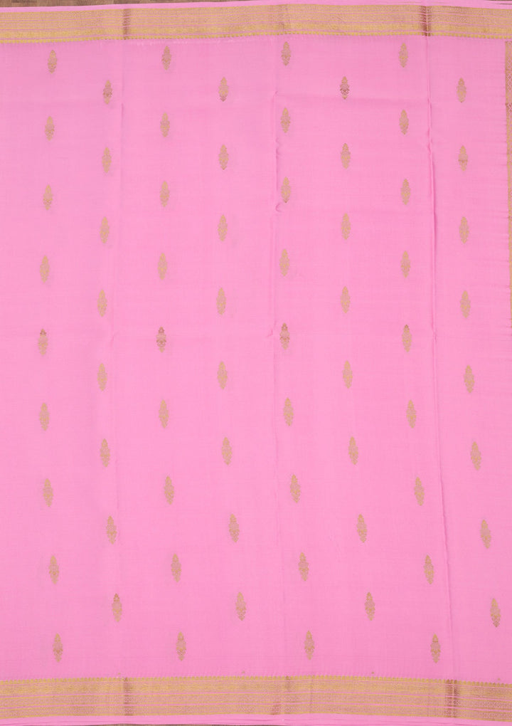 Onion Pink Zariwork Pure Crepe Silk Saree-Koskii