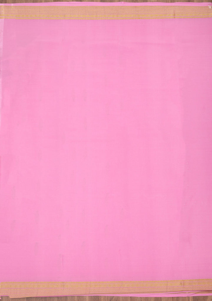 Onion Pink Zariwork Pure Crepe Silk Saree-Koskii