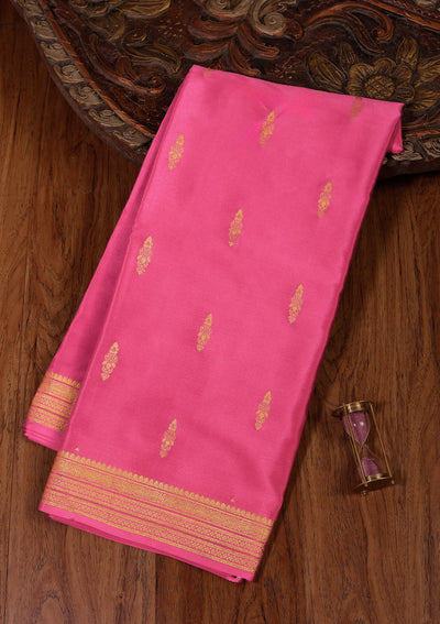Pink Zariwork Pure Crepe Silk_Saree-koskii