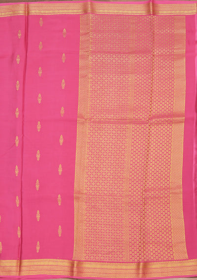 Pink Zariwork Pure Crepe Silk_Saree-koskii
