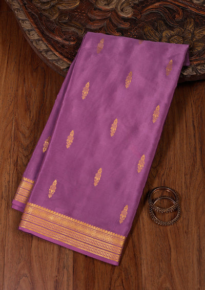 Purple Zariwork Pure Crepe Silk Saree-koskii