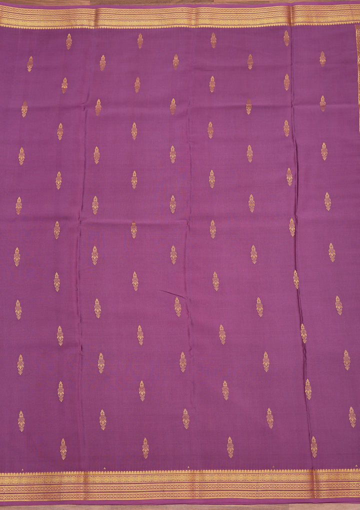 Purple Zariwork Pure Crepe Silk Saree_koskii
