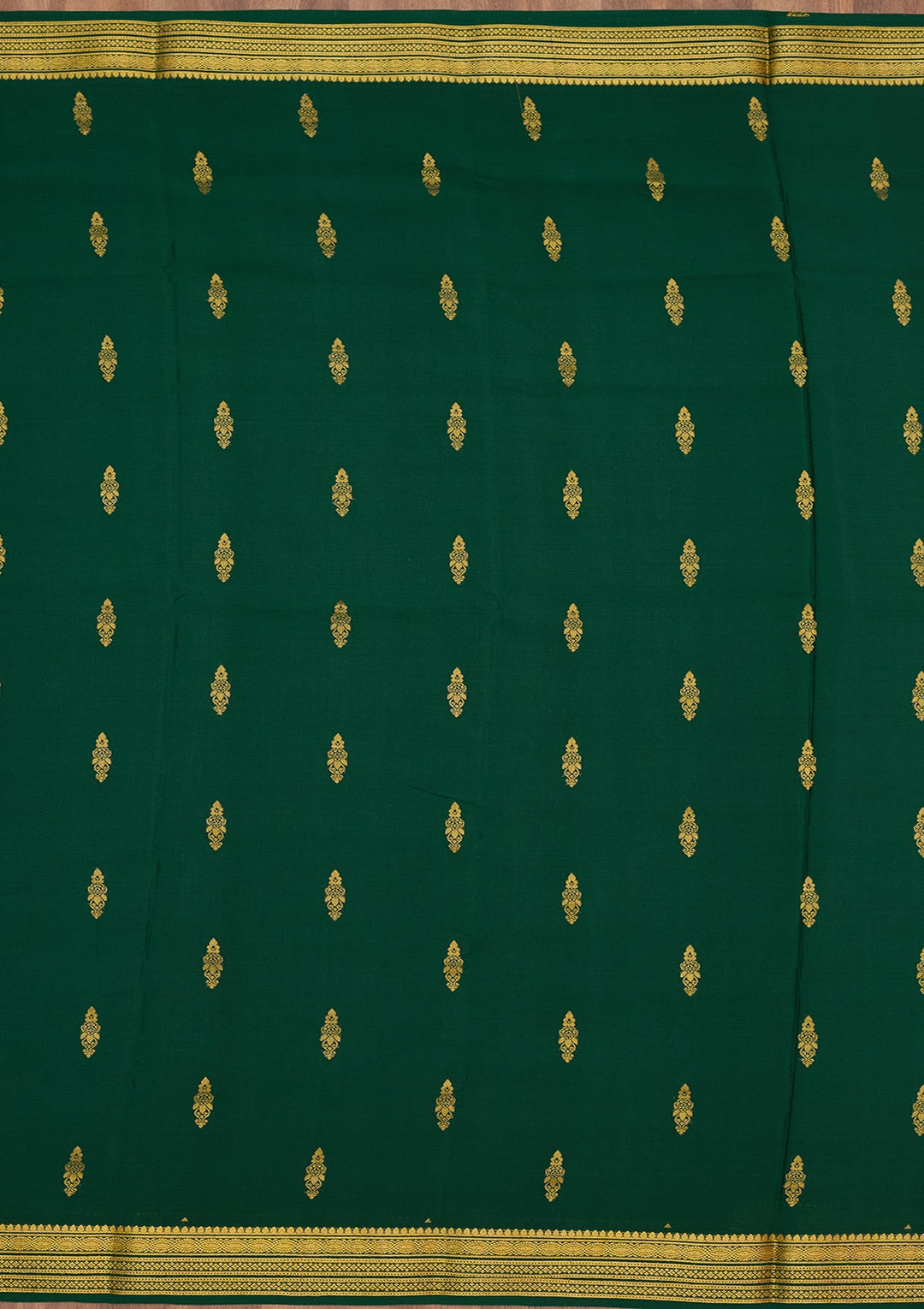 Rama Green Zariwork Pure Crepe Silk Saree-Koskii