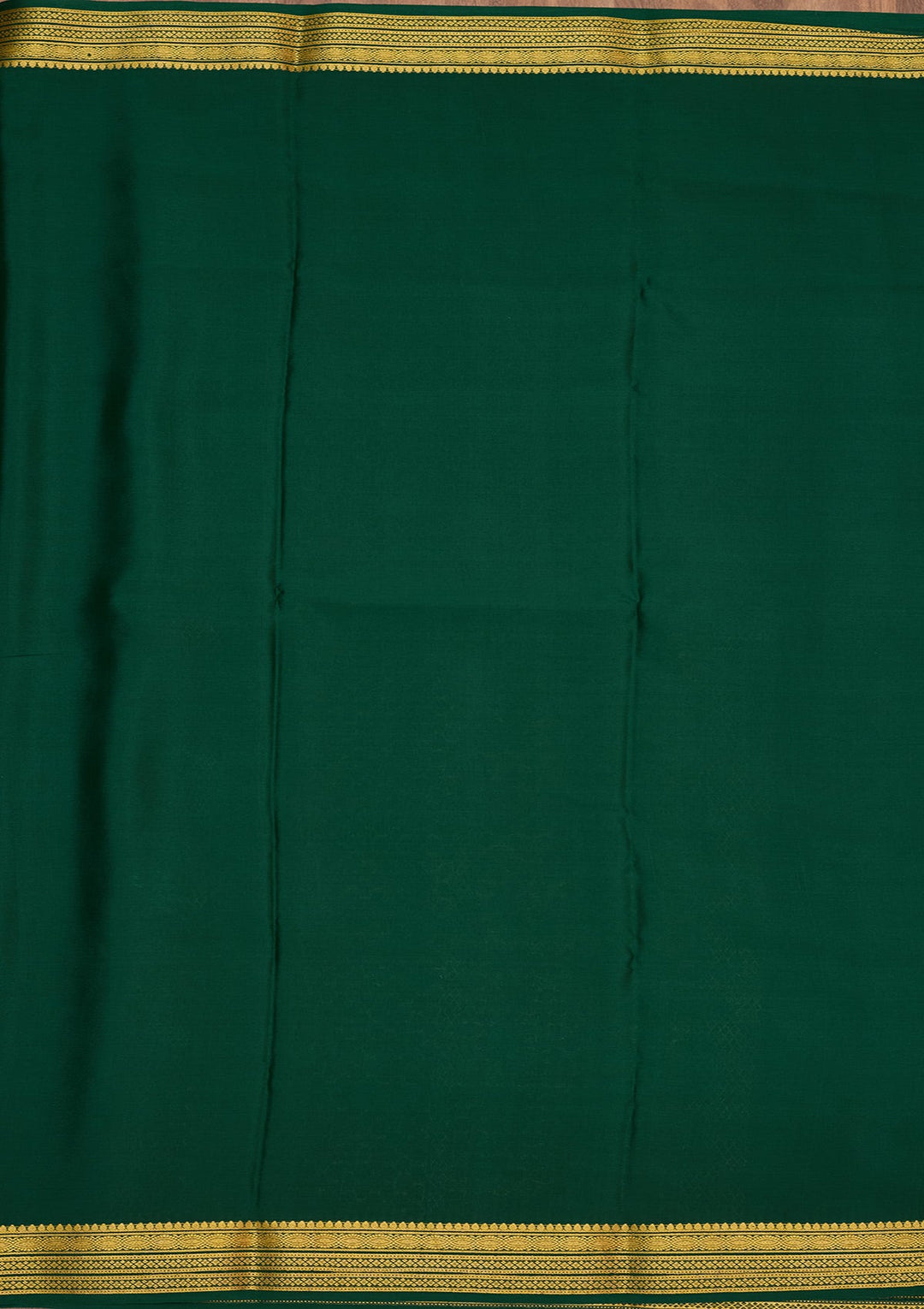 Rama Green Zariwork Pure Crepe Silk Saree-Koskii
