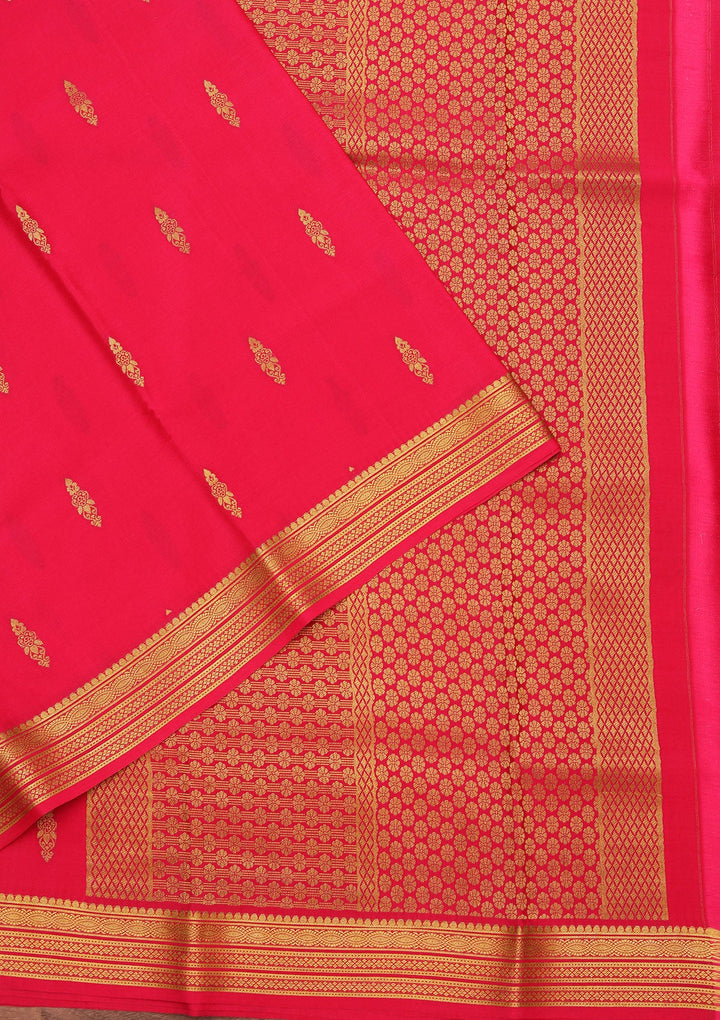 Rani Pink Zariwork Pure Crepe Silk_Saree_koskii