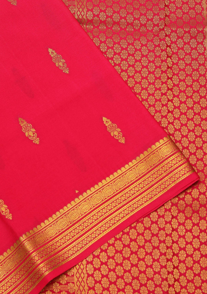 Rani Pink Zariwork Pure Crepe Silk_Saree_koskii